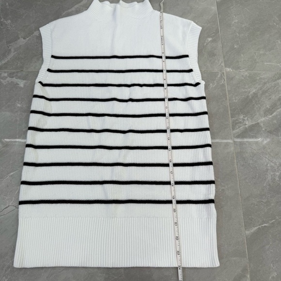 Women’s Talbots Stripe Shaker Stitch Funnel Neck Shell Mock Neck Sweater Medium - Picture 16 of 16